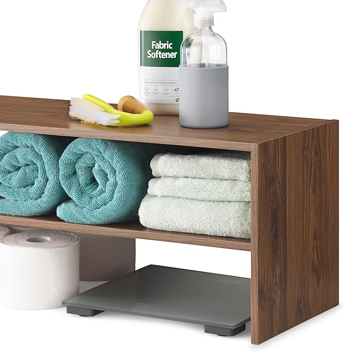 Whitmor Wood Stackable 2-Shelf Shoe Rack, Walnut, 24 inches，2 Pack