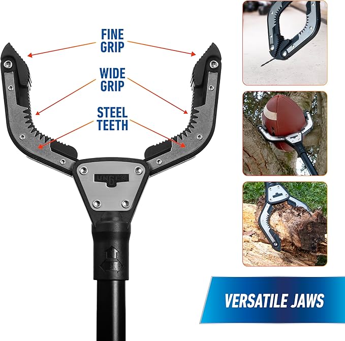 Unger Professional 42.5” Rugged Reacher Grabber Tool with Rotating Head, Outdoor Trash Picker Upper, Heavy Duty Claw Pickup, Durable Litter Yard Clean Up for Twigs, Lawn, and Garden Use