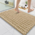 Smiry Bathroom Rugs Mat 35x24, Extra Soft Absorbent Chenille Bath Rugs, Non Slip Rubber Backing Machine Washable Quick Dry Bath Mats for Bathroom Floor, Tub, Shower, Home Decor Accessories, Beige