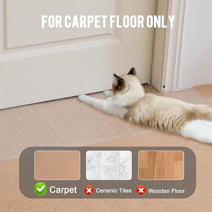 Uross Carpet Protector for Pets - Cat Carpet Protector for Doorway, Anti Scratch Under Door Cat Scratch Protector Mat, Easy to Cut Plastic Carpet Scratch Stopper Guard 3.6FT x 3PCS