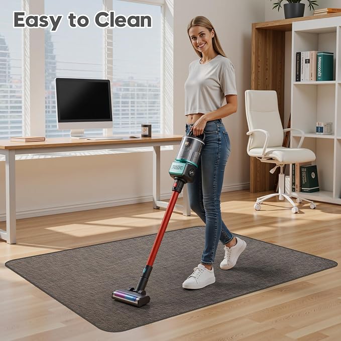 Sycoodeal Office Chair Mat for Hardwood & Tile Floor,Computer Gaming Chair Mat for Rolling Chairs Non-Curve, Anti-Slip, Heavy Duty Floor Protector for Home Office,Dark Coffee (48" x 55")