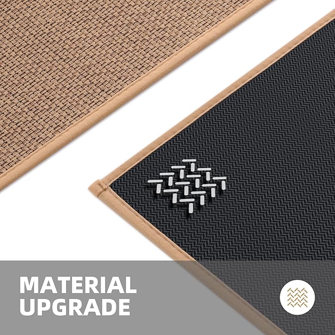 Kitchen Mats for Floor 2 Piece - Kitchen Rugs Non Slip Washable 20"x32"+20"x47", Beige