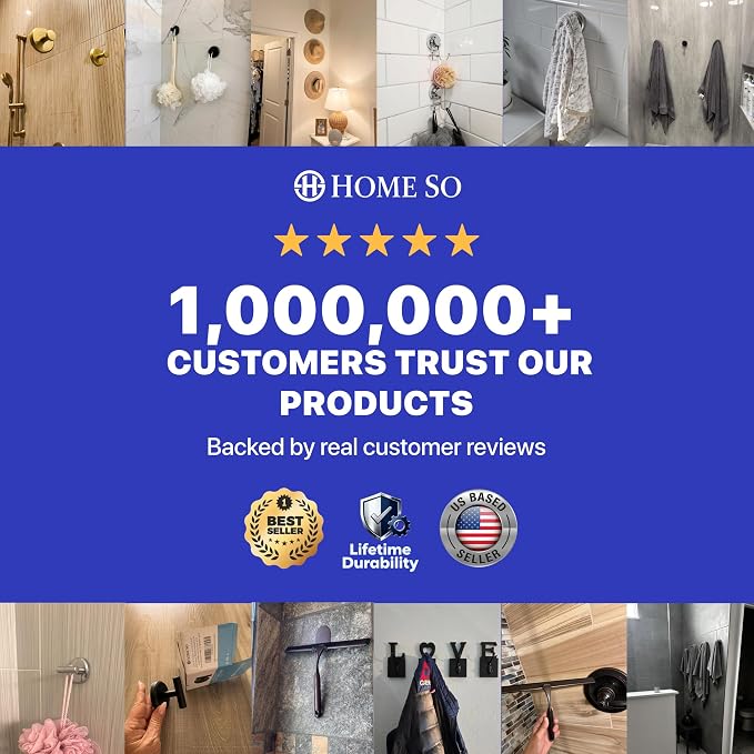 HOME SO Suction Cup Hooks for Shower & Bathroom Towel Holder 4-Pack – Suction Cups Hooks for Hanging Towels, Robes, & Coats - Tiles, Glass Door or Mirror – Shower Hooks & Towel Hooks Organizer - Gold