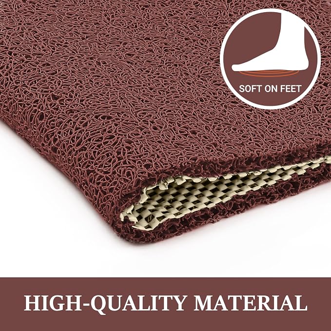 LuxStep Shower Mat Bathtub Mat,40x16 inch, Non-Slip Bath Mat with Drain, Quick Drying PVC Loofah Bathmat for Tub,Shower,Bathroom,Reddish Brown