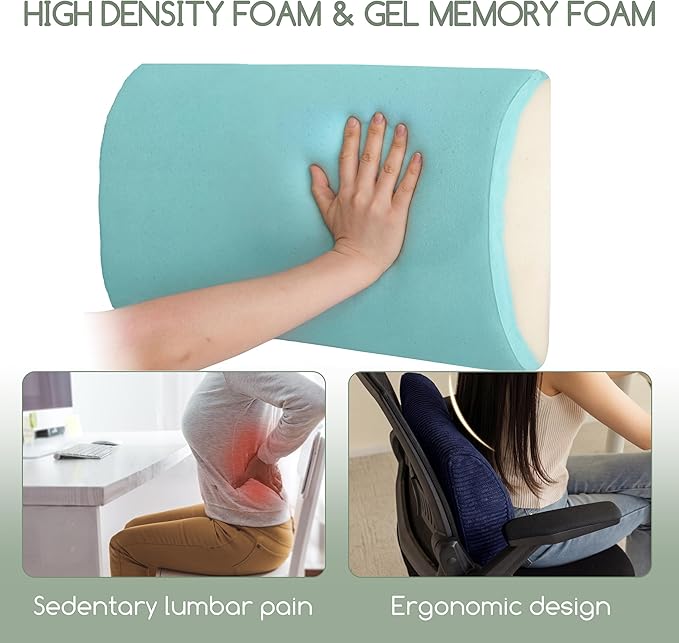 Lumbar Support Pillow for Recliner Chair/Accent Chair/Couch, Extra Large Memory Foam Back Support Cushion for Elderly, Recliner Cushions for Back Rest, Pain Relief, Reading, Washable Cover, Navy