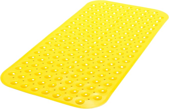 Large Non-Slip Bathtub & Shower Mat 31”x16” (Smooth/Non-Textured Tubs Only) Safe, Clean, Machine-Washable, Superior Grip&Drainage, Vinyl, Opaque Yellow