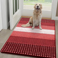 Kitinjoy Indoor Outdoor Door Mat, 48x30 Non-Slip Absorbent Dirt Trapper, Low-Profile Washable Inside Entrance Front Floor Mat, Sturdy Soft Entry Dotted Ombre Doormats for Entryway, Burgundy