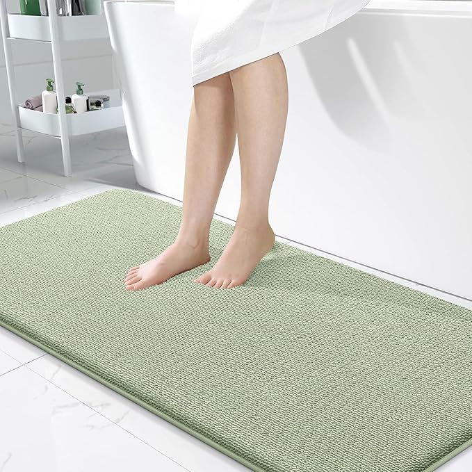 OLANLY Thick Memory Foam Large Bathroom Rugs 50x30, Extra Soft Absorbent Bath Rug, Quick Dry Bath Mat, Non-Slip, Machine Washable Mats for Bathroom, Tub and Shower, Home Decor Accessories, Sage Green