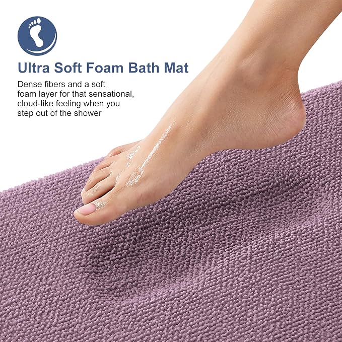 OLANLY Thick Memory Foam Bathroom Runner Rugs 47x24, Extra Soft Absorbent Long Bath Rug, Quick Dry, Non-Slip, Machine Washable Bath Mats for Bathroom, Tub and Shower, Home Decor Accessories, Deep Plum