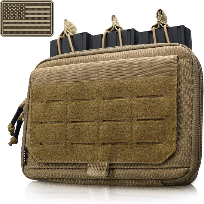 WYNEX Molle Admin Pouch of Kangaroo Style, Tactical Utility Tool Pouch with Mag/Zipper Strip Insert Modular EDC Medical Bag Organizer Attachment Patch Included