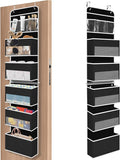 SpaceHacks 6-Tier Over The Door Organizer Hanging Storage Organizers with Clear Window 40lb Large Capacity Room Organizer for Pantry Bathroom Nursery Closet(Black)