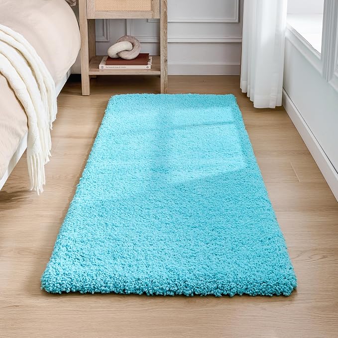 Disolla Sky Blue Bathrom Runner Rug 24x70 - Extra Large Soft Plush Bath Mat, Thick Long Non-Slip Shaggy Floor Mat, Ultra-Absorbent for Master Bathroom Vanity