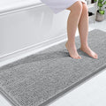 OLANLY Bathroom Runner Rugs 59x24, Soft Absorbent Chenille Bath Rugs, Rubber Backing Quick Dry, Machine Washable Long Bath Mats for Bathroom Floor, Tub and Shower, Home Decor Accessories, Light Grey