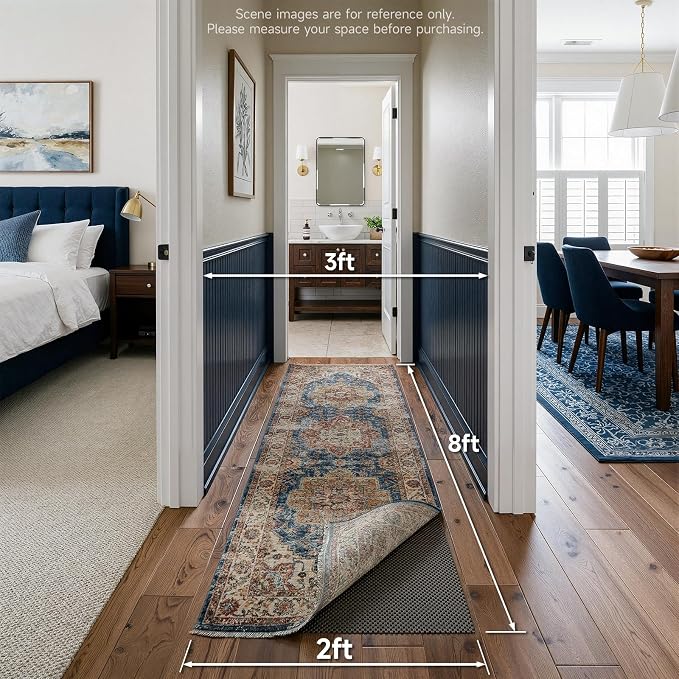 Veken 2x8 Ft Rug Pad Gripper for Hardwood Floors, Non Slip Dark Grey Rug Pads for Area Rugs, Thick Rug Grippers for Tile Floors, Under Carpet Anti Skid Mat, Keep Your Rugs Safe and in Place