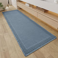RESARE Waffle Bathroom Runner Rugs, Super Absorbent Bath Mat Non Slip Washable Quick Dry, Upgraded Ultra Soft Boho Bath Rugs with Tassels, Farmhouse Home Decor Accessories, 2'x6'(24"x72") Blue