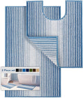Bathroom Rugs Sets 2 Piece, Toilet Rugs U-Shaped, Contour Bath Mat Set for Bathroom, Soft Absorbent Chenille Bath Carpet, Quickly Dry, Washable (Blue, 32" x 20" + 24" x 20")