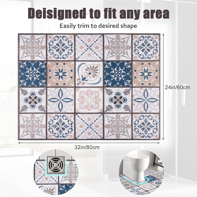 Shower Mat Non Slip Large Bath Tub Mat Non Slip 24''x32'' Loofah Bathroom Shower Mat for Inside Shower Soft Textured Foot Massage Pad Bathroom Floor Mat for Wet Area No Suction Cups Quick Dry