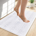 OLANLY Thick Small Bathroom Rugs 24x16, Extra Soft Absorbent Chenille Striped Bath Rugs, Rubber Backing, Machine Wash, Bath Mats for Bathroom Floor, Tub and Shower, Home Decor Accessories, White