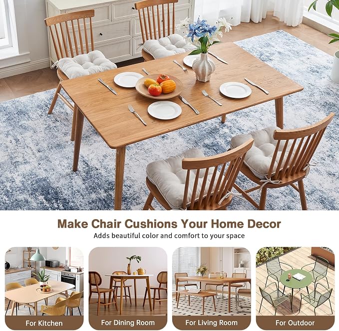 BETU Chair Cushions for Dining Chairs,3.5" Thick Kitchen Table Chair Pads with Ties,Non Slip Backing and Covers,Seat Cushion for Dining Room,Bar,Patio Chairs,18"X18"X3.5"