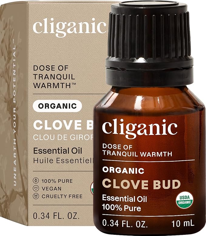 Cliganic Organic Clove Bud Essential Oil, 100% Pure Natural for Aromatherapy | Non-GMO Verified
