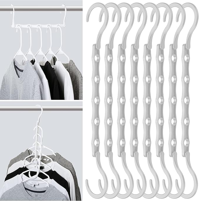 Mr. Pen- Space Saving Hangers, 8 pcs, 360° Rotating Hooks, Magic Cascading Hanger Organizer with 5 Enclosed Slots, Closet Organizers and Storage for Clothes, College Dorm Room Essentials