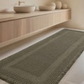 IM HOME Extra Large Waffle Bath Mat, Greyish Green 5'x2', Boho Bathroom Rugs Absorbent Non Slip, Ultra Soft Bathroom Mat, Machine Washable Knit Bath Rugs with Tassels for Bathroom, Kitchen, Tub