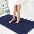 OLANLY Thick Bathroom Runner Rugs 44x24, Absorbent Chenille Striped Bath Rugs, Rubber Backing, Machine Wash, Long Bath Mats for Bathroom, Tub and Shower, Home Decor Accessories, Twilight Sapphire