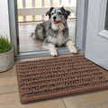 Smiry Dog Door Mat for Muddy Paws 24x16, Absorbent Dirt Trapper, Non-Slip Washable Chenille Entryway Rug for Inside Floor, Mocha, Layered Pattern