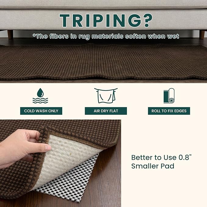 KOZYFLY Indoor Door Mat 2x3 ft Small Area Rugs Washable Front Door Mat Non Slip Rubber Backed Entryway Rug Cotton Entrance Doormat for Front Porch Bathroom Kitchen Bedroom, Brown/Dark Brown