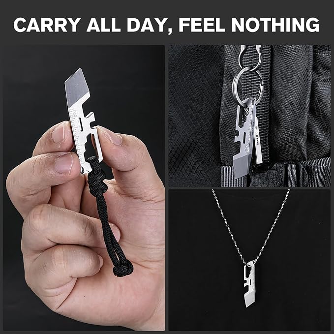 KEEPO LINK Pocket Pry Bar with Bottle Opener, Ruler, Wrench & Screwdriver, 6-in-1 Titanium Pry Bar Keychain Multitool for EDC Carry, OLT09