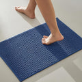TYUU Bathroom Rugs Non Slip Washable, Super Absorbent Thin Bath Mat Small Quick Dry Low Pile Bathroom Rug, Navy Blue 16"x24"
