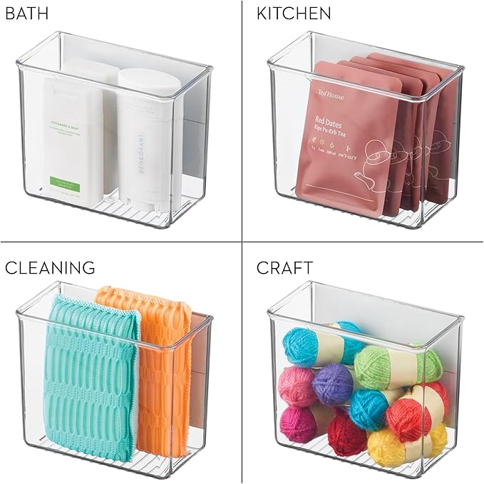 iDesign Magnetic Small Clear Plastic Organizer Bins for Laundry Room Storage - 2-Pack