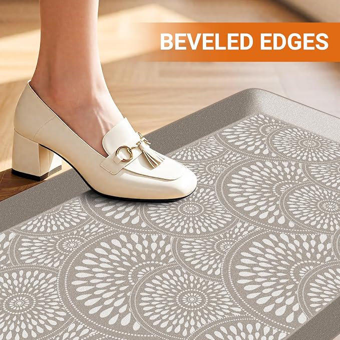 Mattitude 4/5 Inch Kitchen Mat, 24x70in Heavy Duty Ergonomic Comfort Foam Standing Desk Mat, Waterproof Non-Slip Standing Mats and Rugs for Kitchen, Office, Khaki