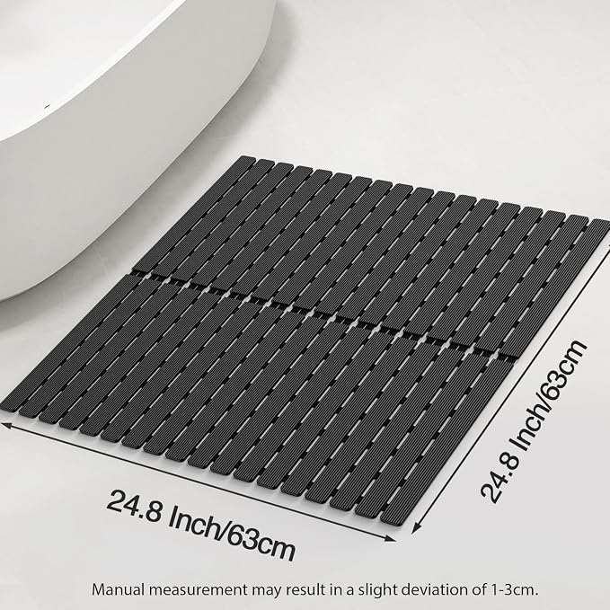 MBOSS Square Shower Mat for Inside Bathroom, Non Slip Bathtub Mat, 24 X 24 Inch Non Slip Shower Mat for Tub & Shower, Bathroom Essentials Safe, Easy to DIY Cut, Eco-Friendly Materials