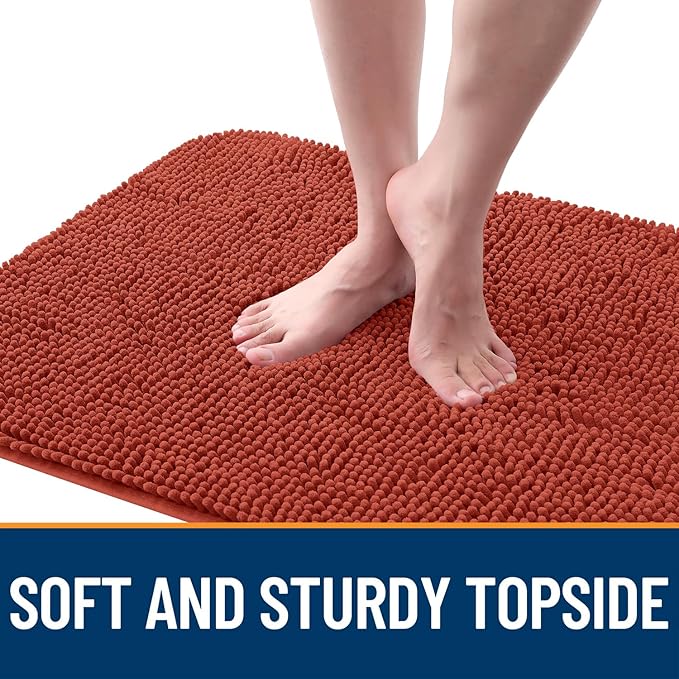 OLANLY Dog Door Mat for Muddy Paws 47x24, Absorbs Moisture and Dirt, Absorbent Non-Slip Washable Doormat, Quick Dry Chenille Mud Mat for Dogs, Entry Indoor Entryway Carpet for Inside Floor, Maple Red