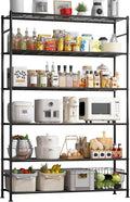 Sakugi Storage Shelves - 6 Tier Shelf Organizer, Heavy Duty Garage Shelving Unit with Leveling Feet, Stable Metal Shelves Organizer for Pantry, Kitchen and Closet, 46.3" W x 12.6" D x 76.1" H, Black