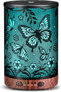 Essential Oil Diffuser 120ML Metal Aromatherapy Diffuser with Timer, Cool Mist Humidifier with Auto Shut-Off & 7 Color Lights for Home Office Spa (Big Butterfly)