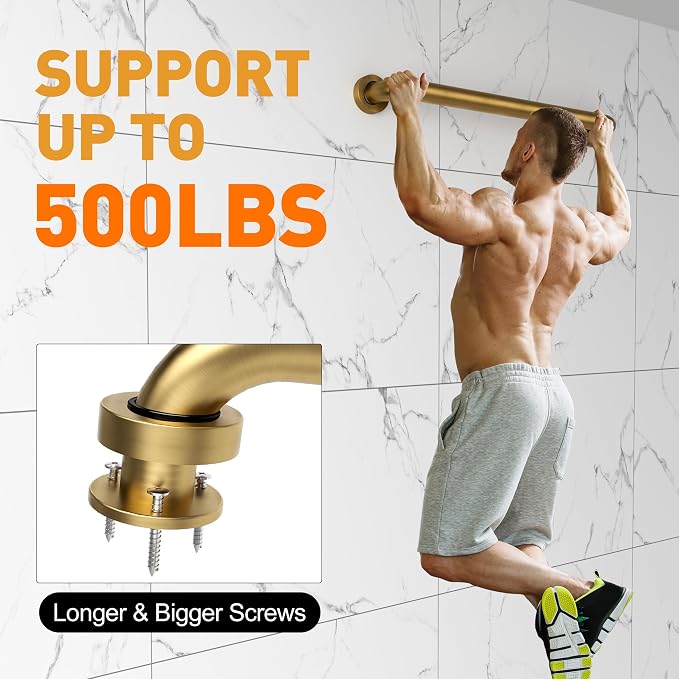 Shower Grab Bar,18 Inch Anti Slip Brushed Gold Stainless Steel Grab Bars for Bathtubs and Showers, Bathroom Grab Bar,Safety Shower Handle,Handicap Elderly Injury Senior Assist Bath Handle