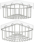 SMARTAKE 2-Pack Corner Shower Caddy Deep Basket Design, SUS304 Stainless Steel, Wall Mounted Bathroom Shelf with Adhesive, Storage Organizer for Toilet, Dorm and Kitchen (Silver)