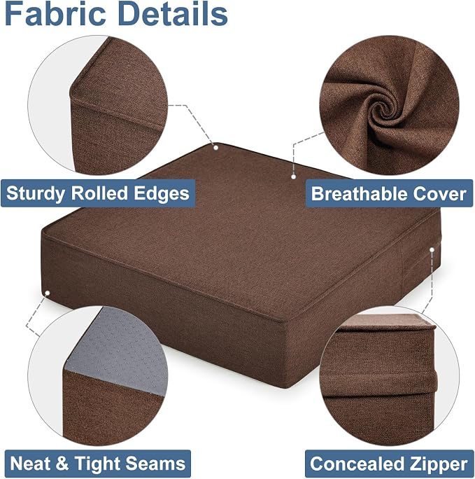 Shinnwa Gel Memory Foam Recliner Cushion for Elderly, Extra Large Seat Cushion, Dual-Layer Foam Chair Pad for Couch, Armchair, Wicker Chairs, Floor, 18 × 18 × 4in, Caramel