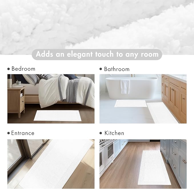Madison Park Splendor Reversible 100% Cotton Tufted Bathroom Rug-3000 GSM Hotel Quality Luxurious Plush Medium Pile Bath Mat Absorbent, Quick Dry, Shower Room Décor, 20x30, White