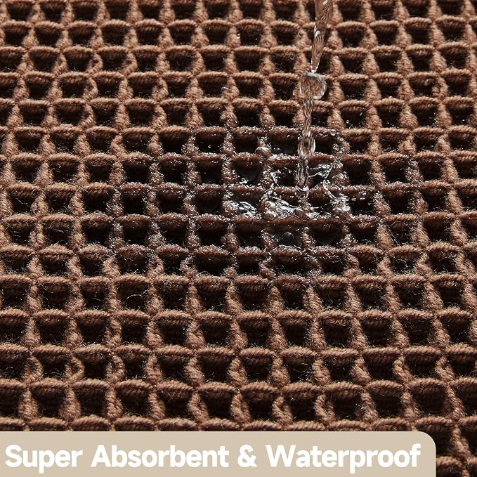 TYUU Waffle Runner Rug Bathroom, Long Boho Bathroom Rugs Non Slip Washable Super Absorbent Quick Dry Farmhouse Bath Decor, 72"x24" Mocha