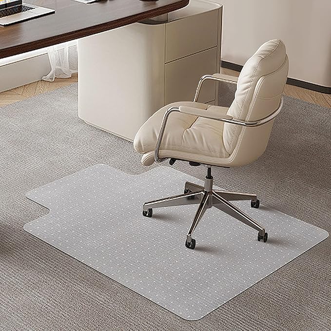 Chair Mat for Carpeted Floor with Lip,47''×36'' PVC Carpet Protector for Low Pile Carpets Heavy Duty Effective Grip Anti-Slip,Won't Crack,Easy to Clean for Office and Home