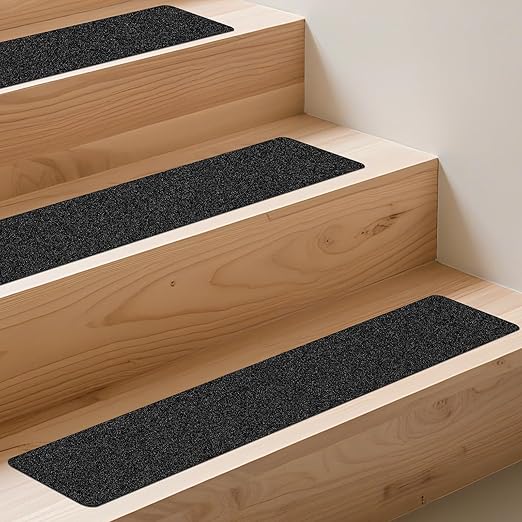 Non Slip Tape 4 inch X 30 inch (10-Pack) - Outdoor Waterproof Non Skid Tape, Stair Treads Anti Slip Tape for Step, Deck, Pre-Cut Anti Slip Tape, Black with Roller