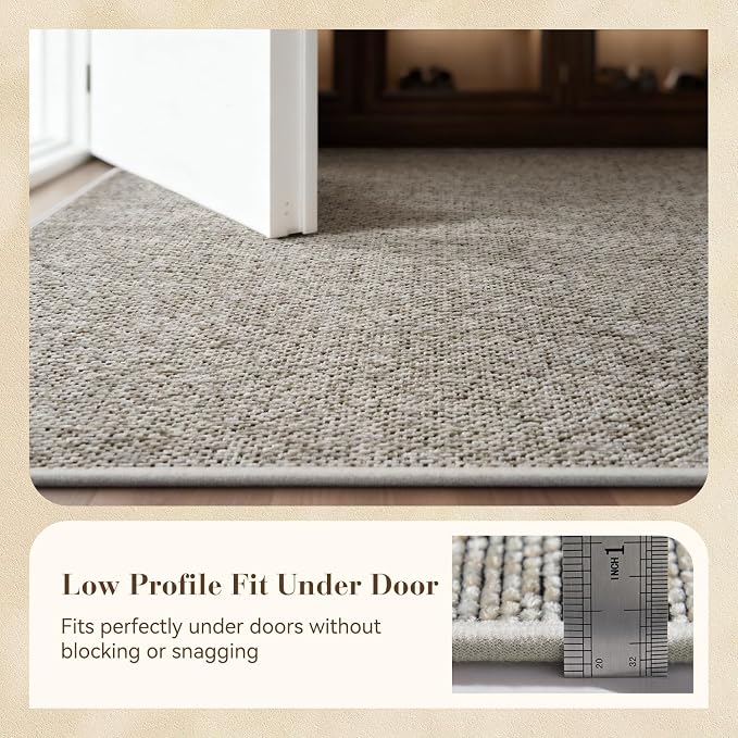 MontVoo Door Mat Indoor Entrance Doormat, Absorbent Durable Rubber Non Slip Front Door Mat for Inside Entry Entryway Dirt Trapper Welcome Mat, Beige 24''x36''