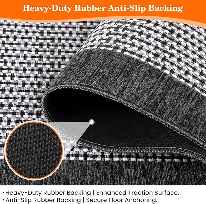 StepRite Kitchen Rugs, Kitchen Mats for Floor, 60"x24" Non-Slip Machine-Washable Kitchen Throw Rug, Absorbent Runner Rugs Office, Sink Standing Desk Mat, Decor Carpet, Grey