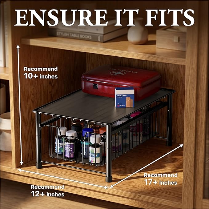 Simple Houseware Stackable Basket Drawer, Black