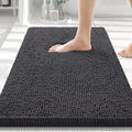 Smiry Luxury Chenille Bathroom Rugs 30x20, Extra Soft and Absorbent Shaggy Bath Mat, Machine Washable, Non-Slip Plush Carpet Runner for Tub, Shower, and Floor, Home Decor Accessories, Charcoal Grey