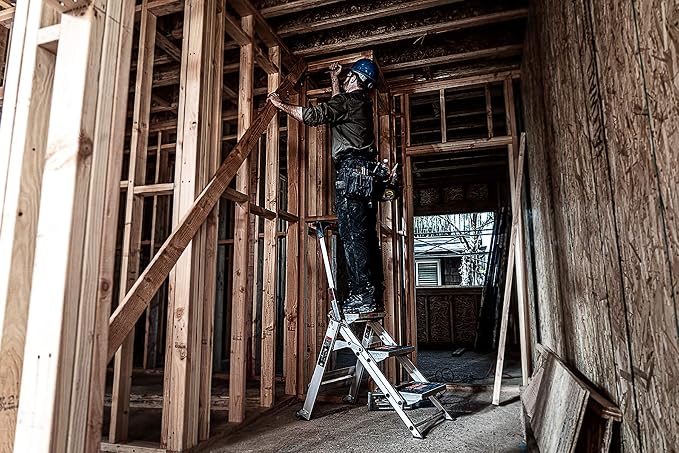 Little Giant Ladder Systems 10310BA Safety Step Stepladder with Handrail, 3-Step