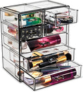 Sorbus Acrylic Makeup Organizer Set, 7-Drawer Vanity & Countertop Cosmetic Storage with Small & Wide Drawers, Black Jewel Makeup Storage for Brushes, Lipsticks, Jewelry, Holiday Gift for Women & Teens